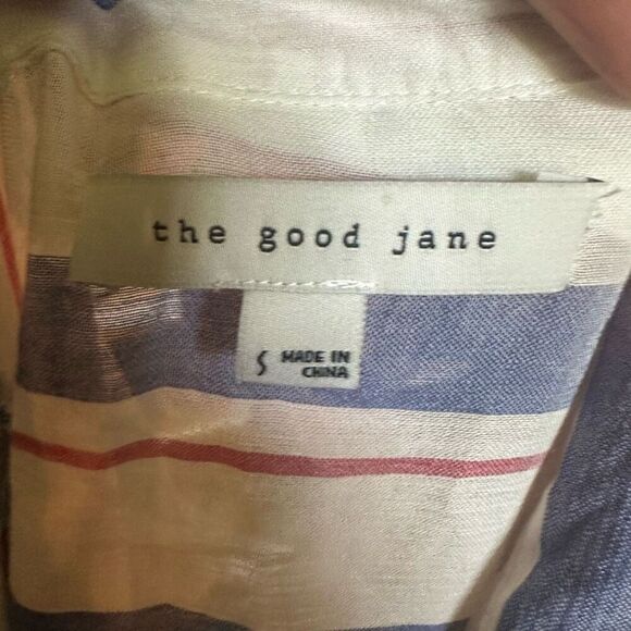 The Good Jane M cropped blue striped button down top - Picture 4 of 4